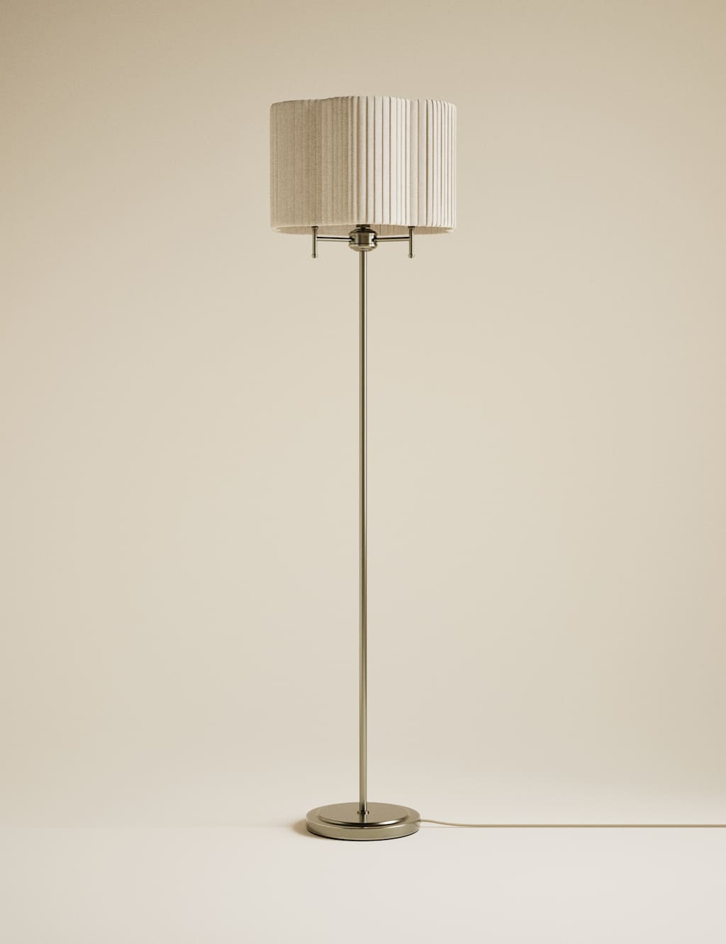 M&S Scallop Pleated Shade Brass Base Floor Lamp - Antique Brass