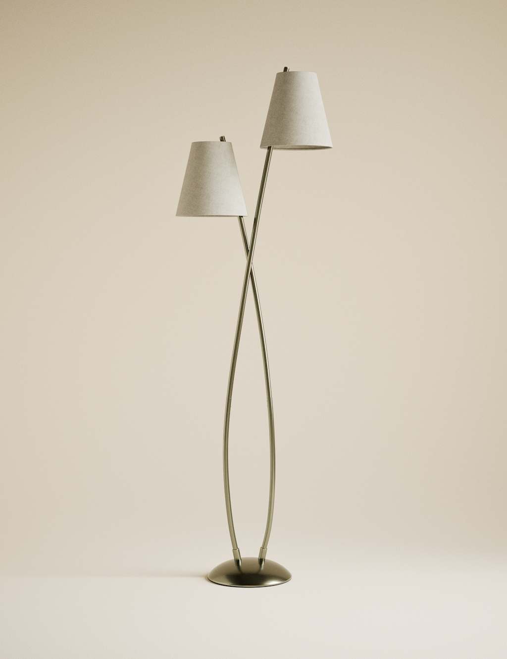 M&S Rechargeable Curved Double Floor Lamp - Antique Brass
