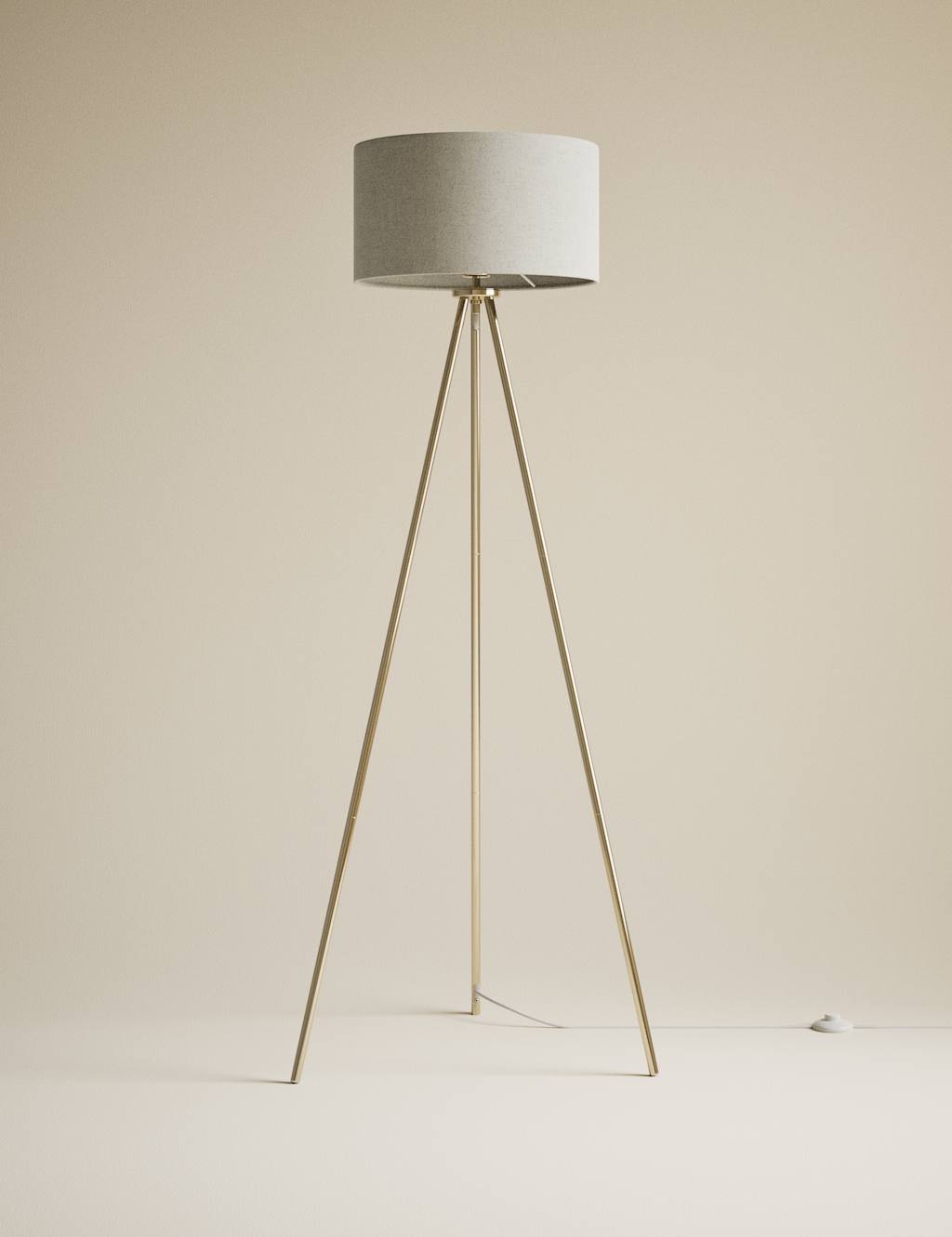 M&S Metal Tripod Floor Lamp - Antique Brass