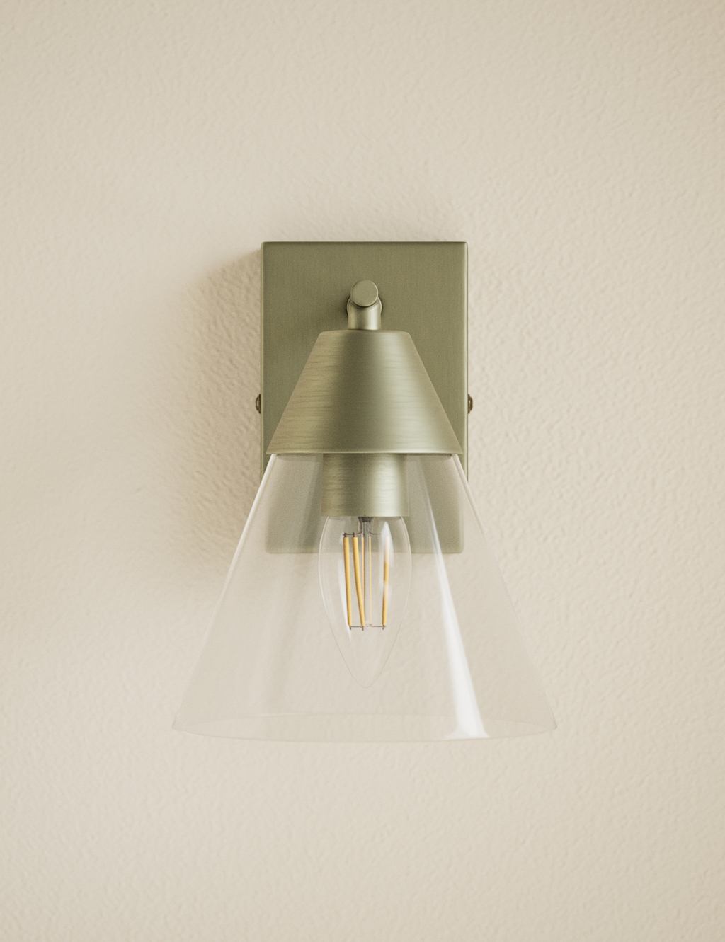 M&S Square Base Cone Hinged Wall Light - Antique Brass
