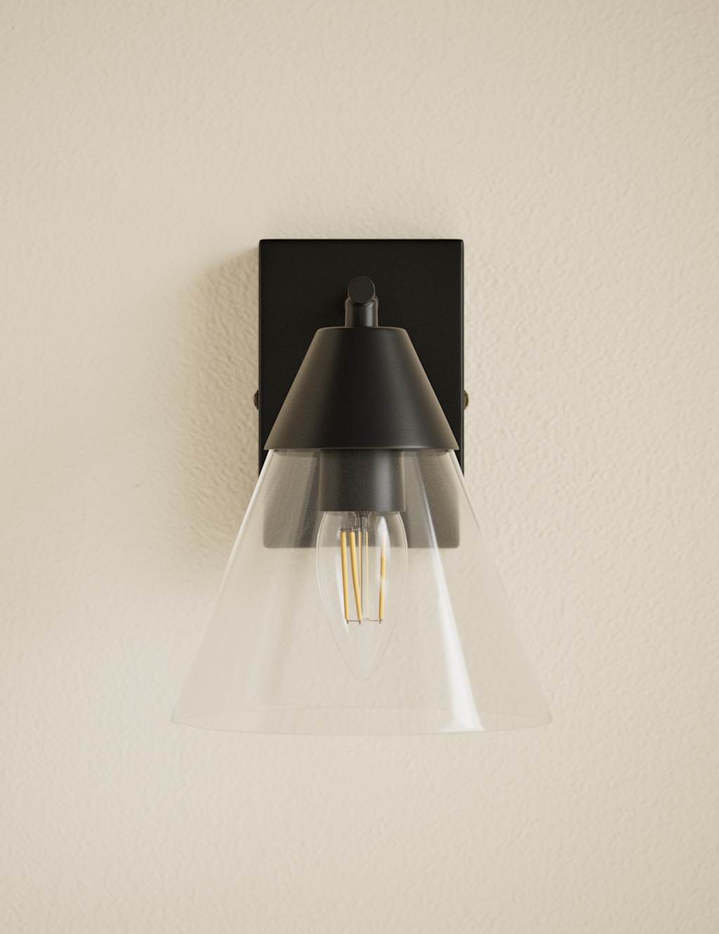 M&S Square Base Cone Hinged Wall Light - Black