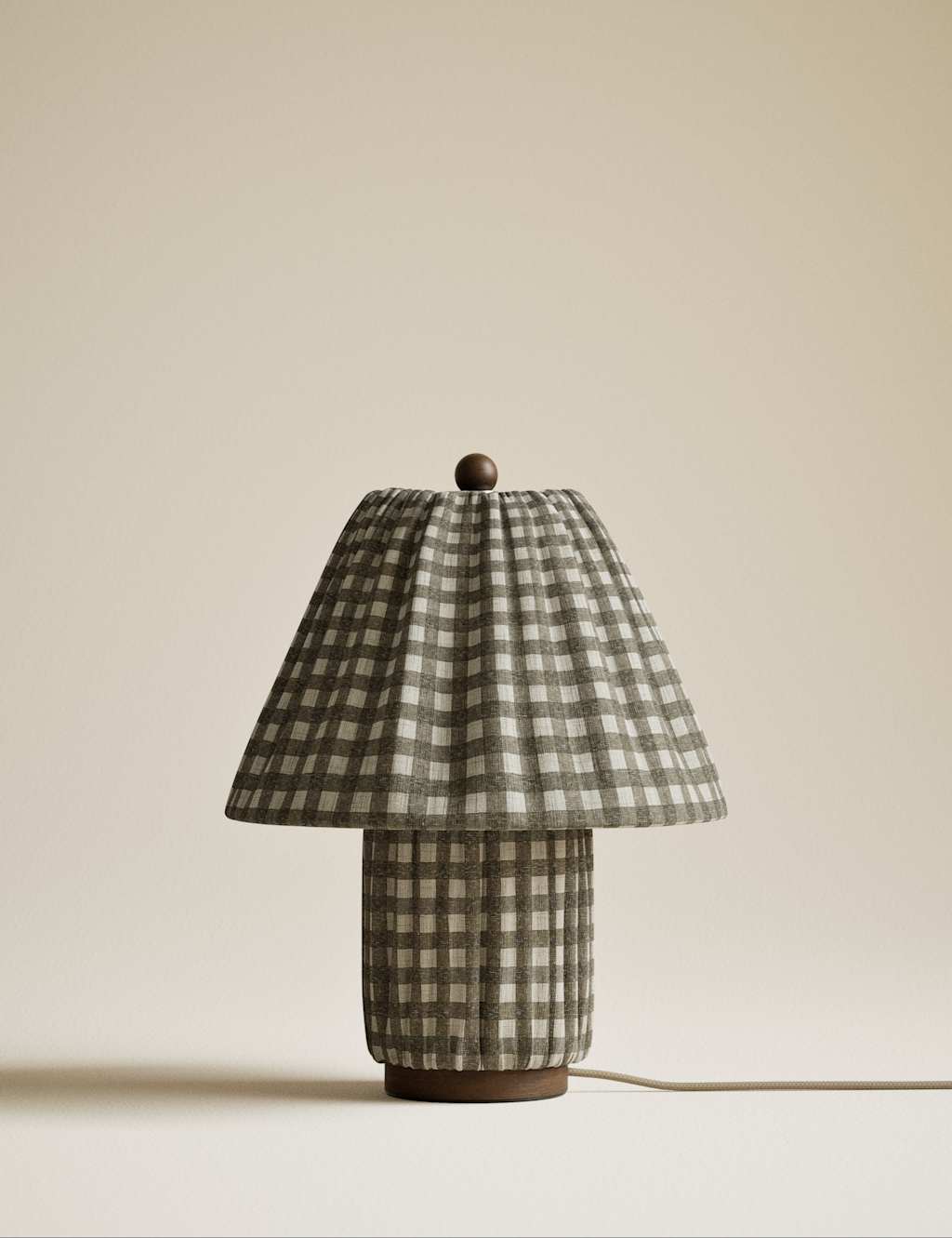M&S Full Pleat Gingham Table Lamp - Green
