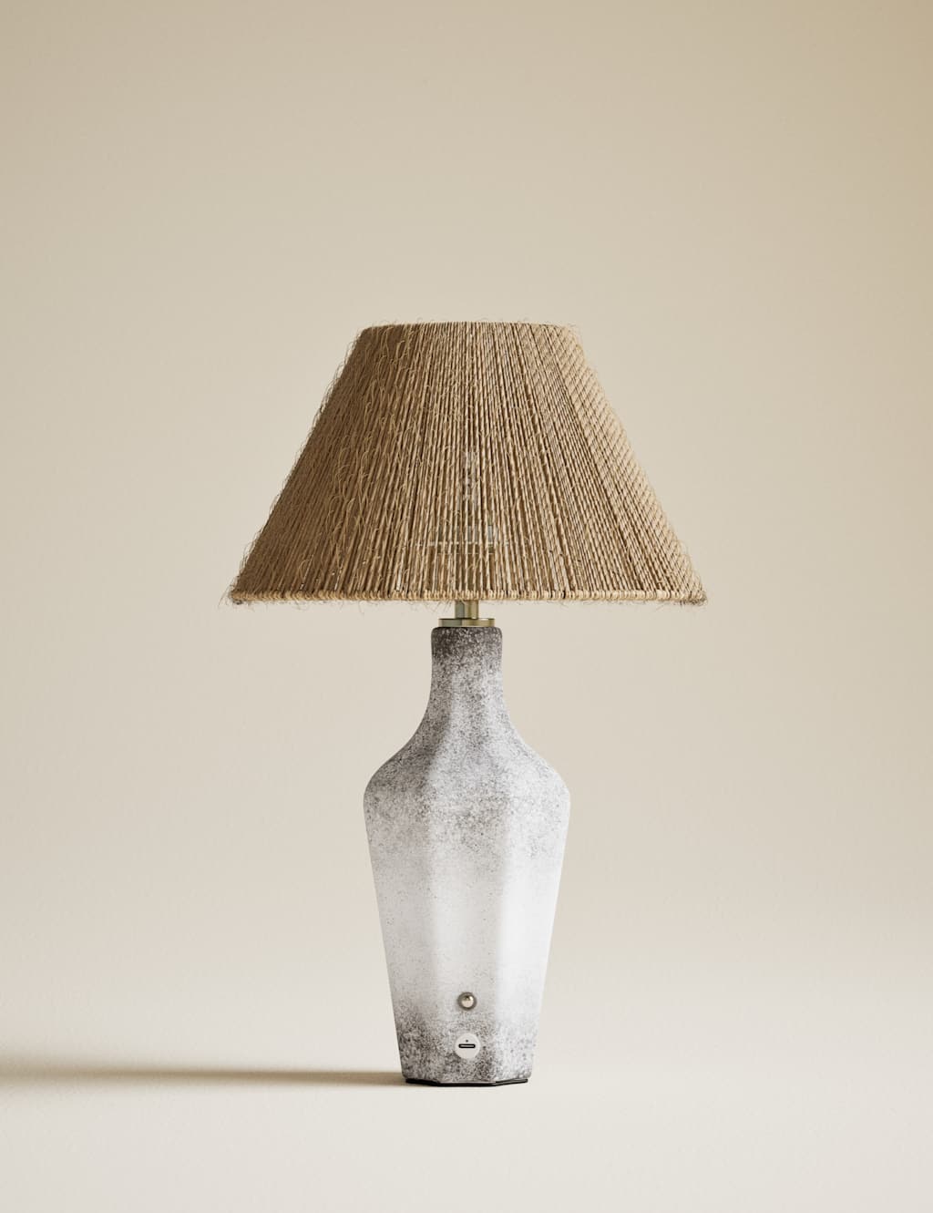 M&S Rechargeable Ceramic Base Jute Table Lamp - White