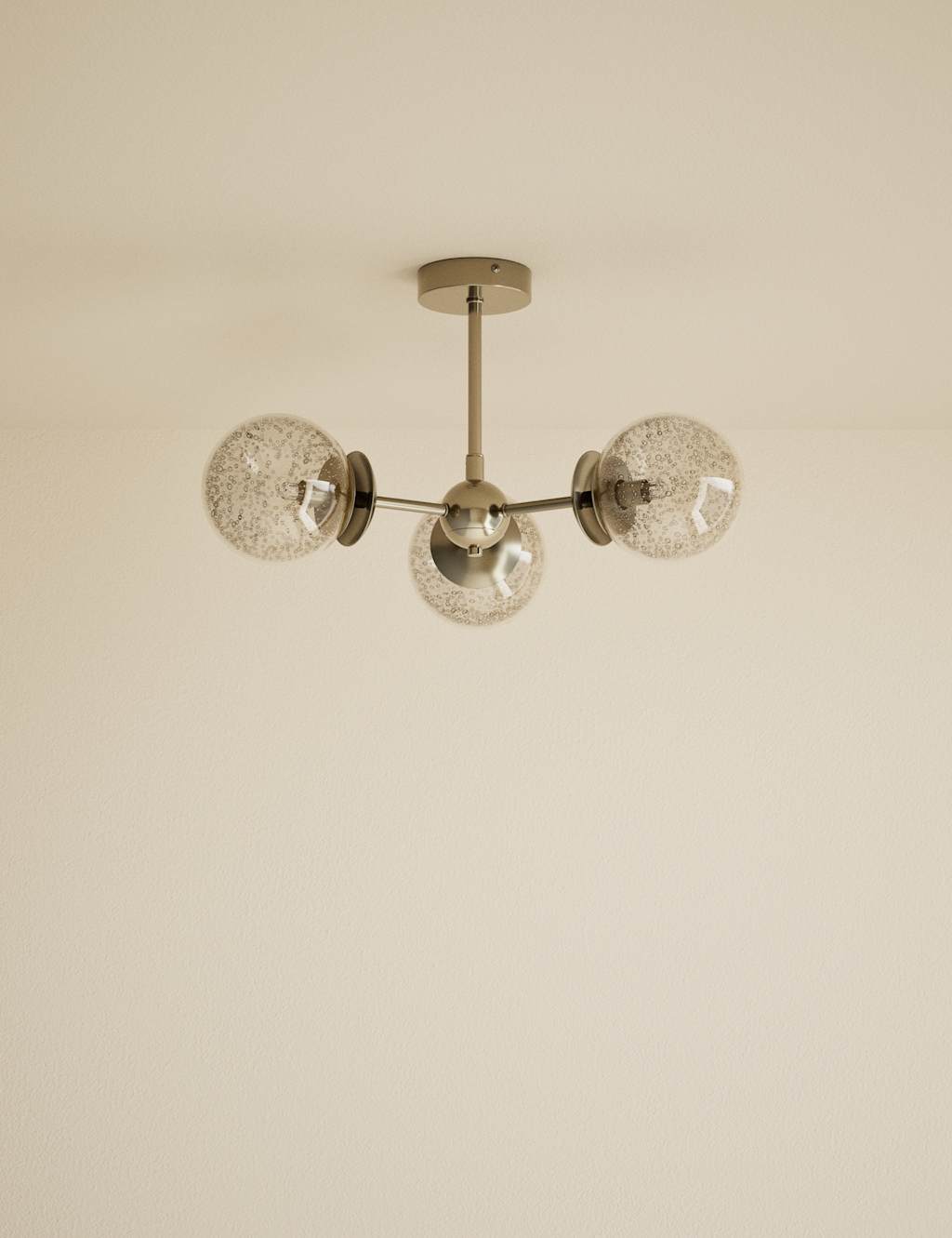 M&S Sputnik Bubble Glass 3 Arm Flush Ceiling Light - Champagne
