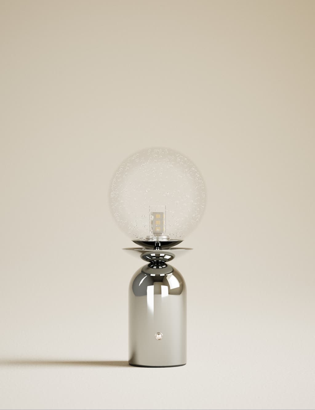 M&S Rechargeable Bubble Glass Globe Table Lamp - Chrome