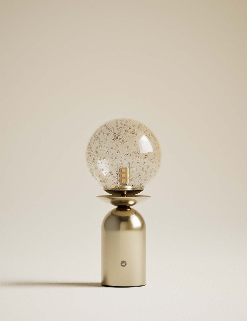 M&S Rechargeable Bubble Glass Globe Table Lamp - Antique Brass
