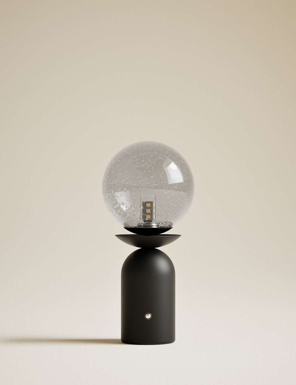 M&S Rechargeable Bubble Glass Globe Table Lamp - Black