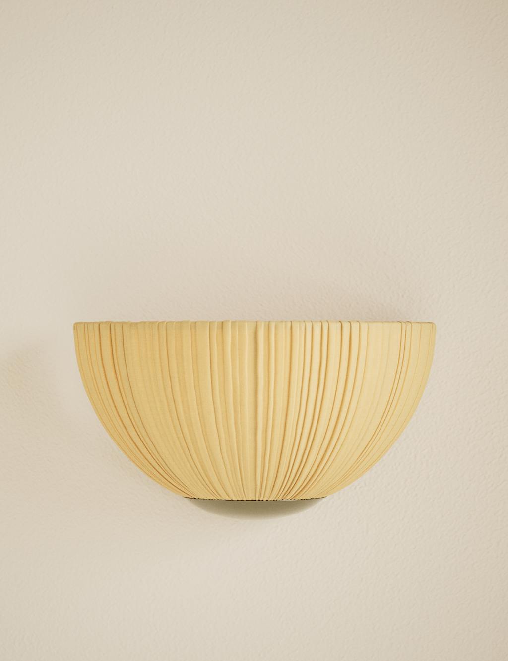 M&S Pleated Fabric Flush Wall Light - Natural