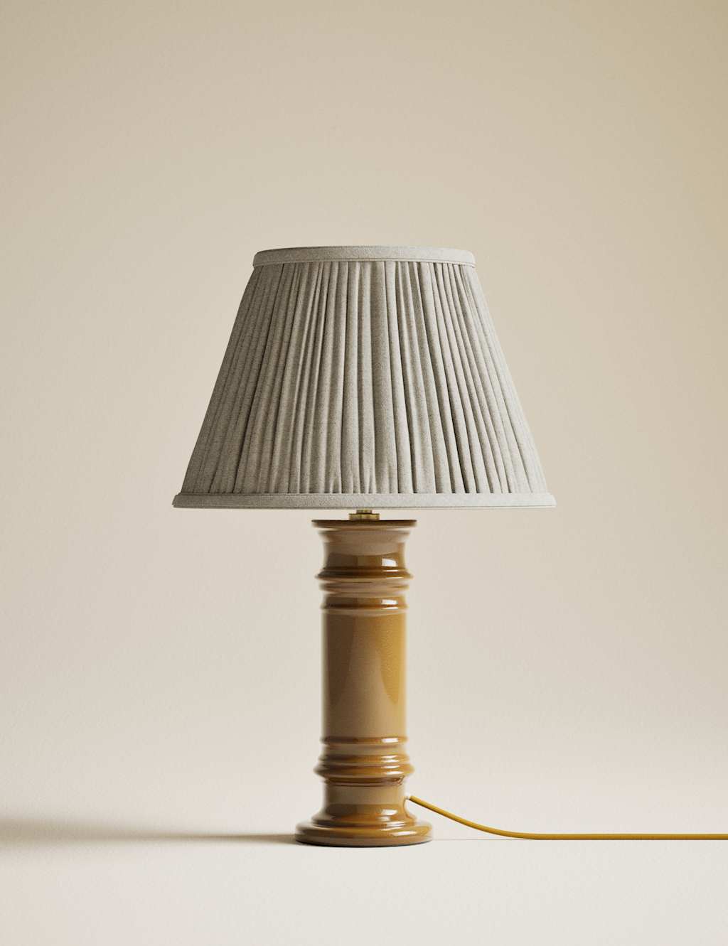 M&S Ceramic Column Frill Shade Table Lamp - Ochre