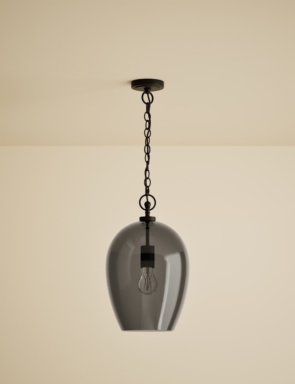 M&S Glass Bell Pendant Ceiling Light - Smoke