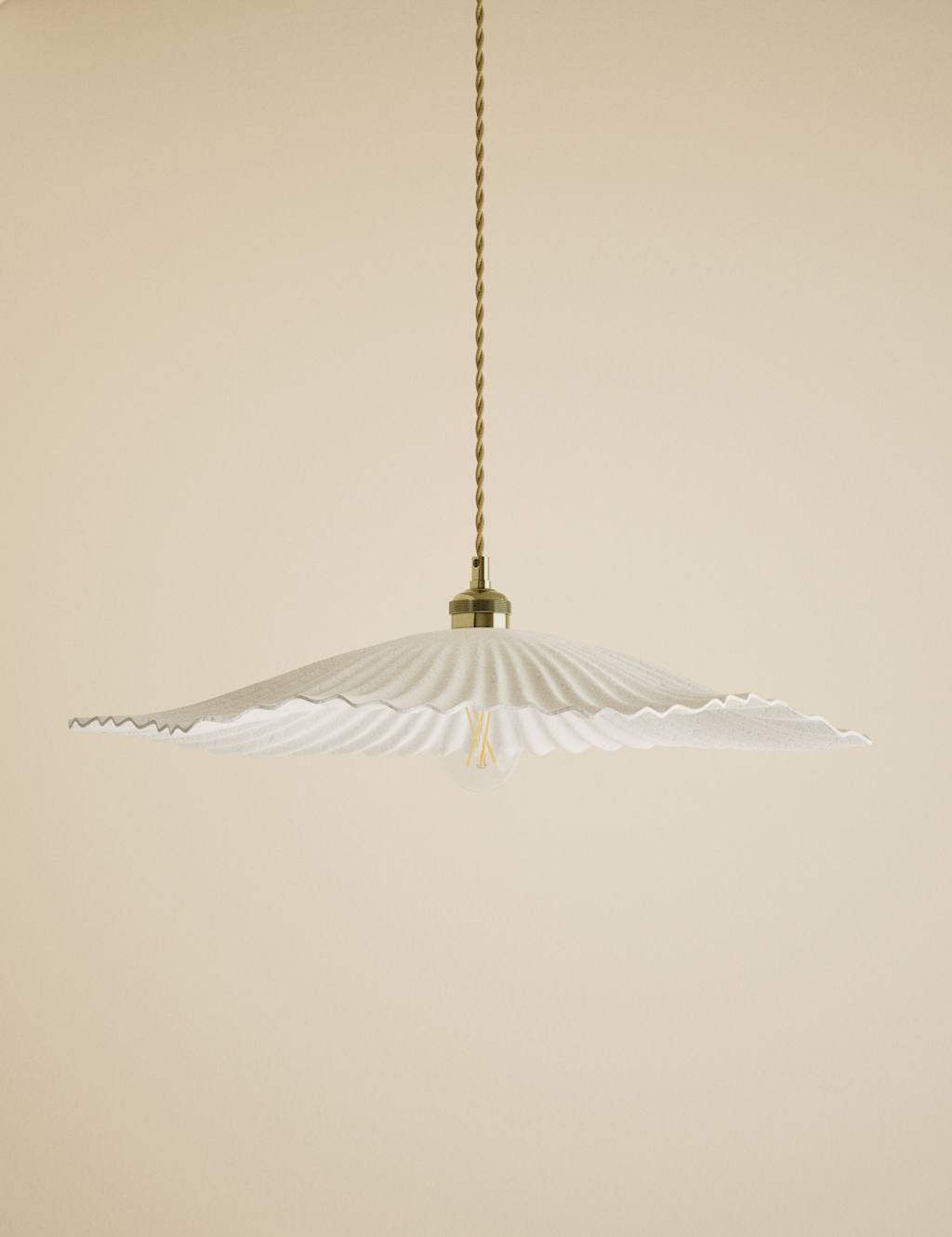 M&S Papier Mache Stingray Effect Pendant Light - White