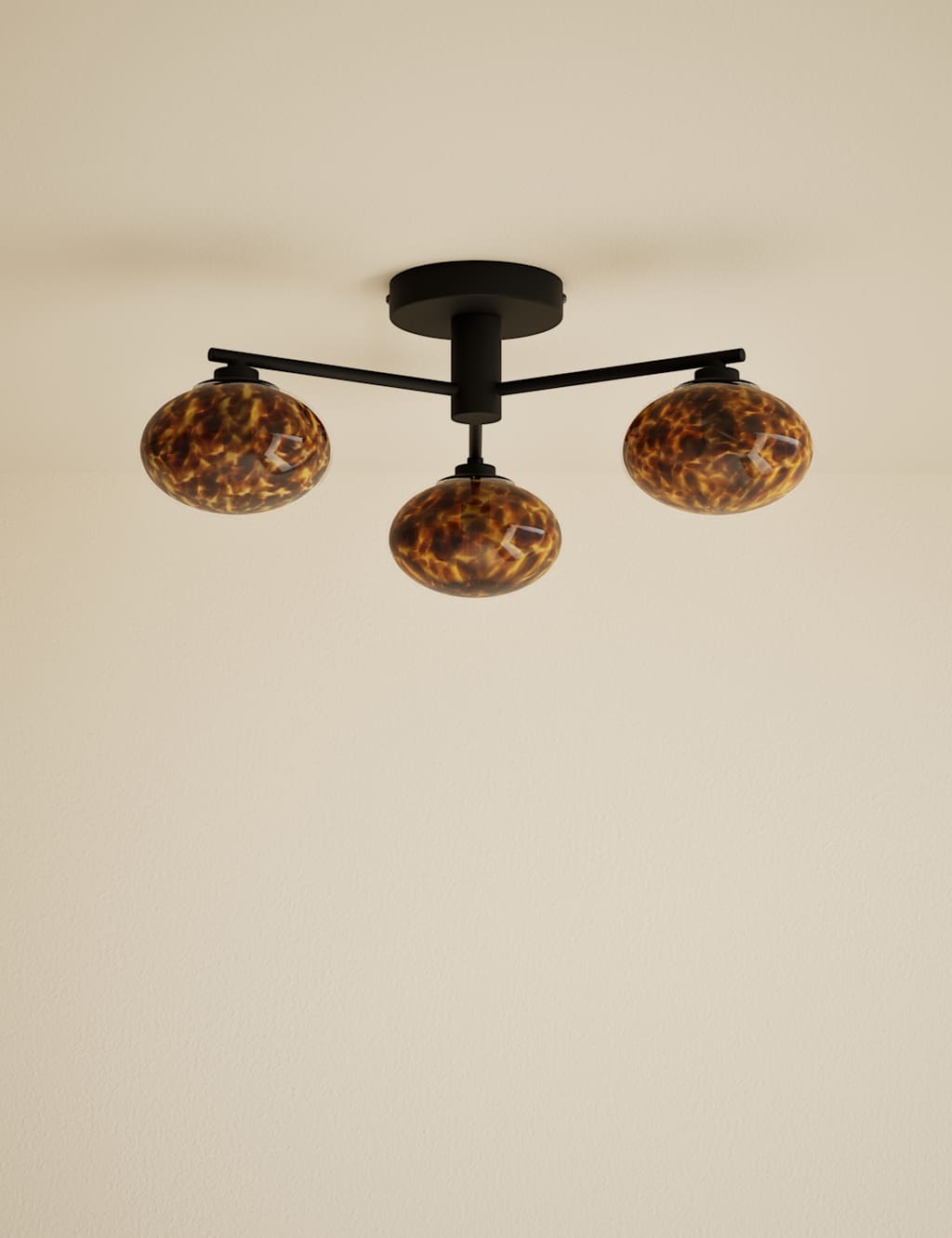 M&S 3 Light Tortoiseshell Flush Ceiling Light - Black