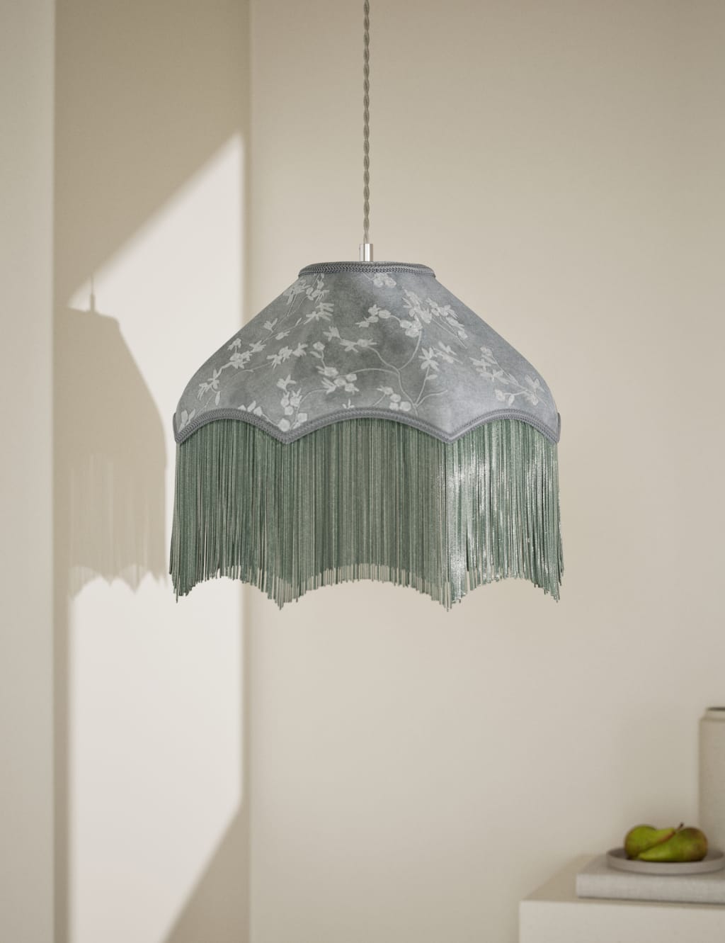 Velvet Cherry Blossom Fringed Lamp Shade