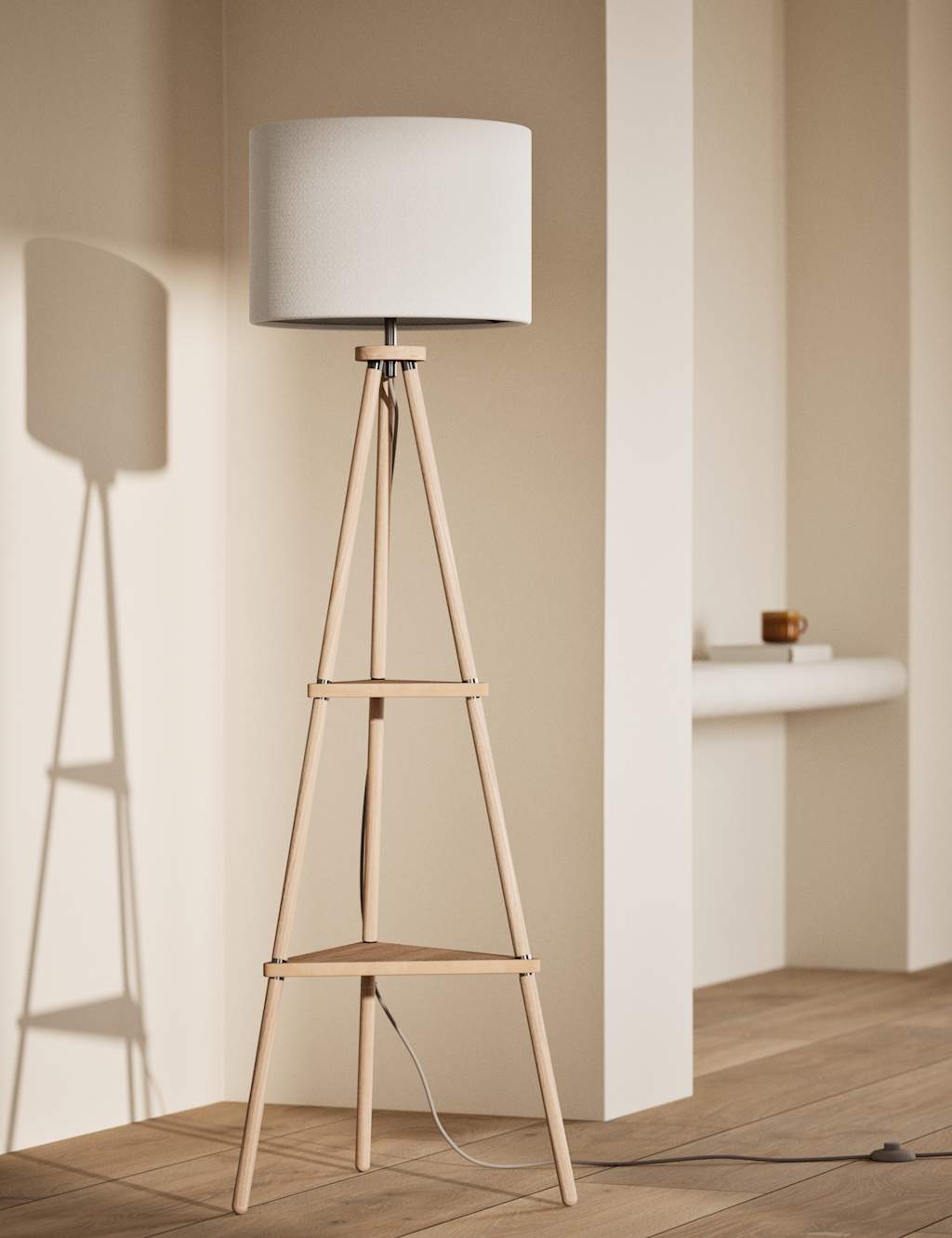 Wooden Tripod Floor Lamp