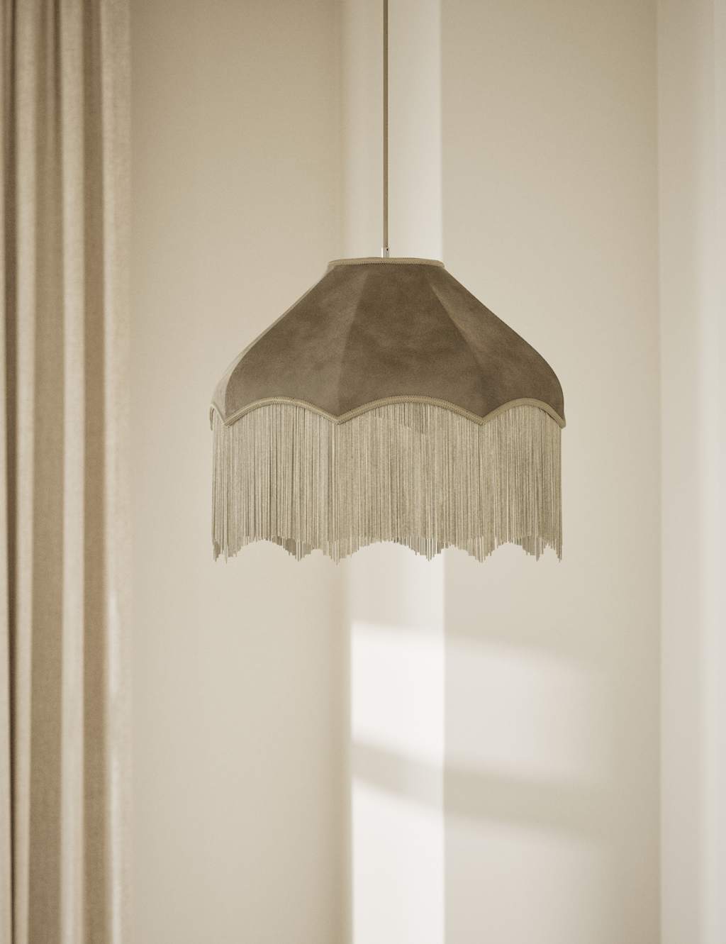 M&S Velvet Fringed Oversized Shade Taupe