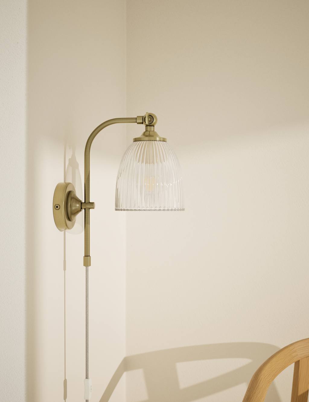 Ribbed Plug In Wall Light