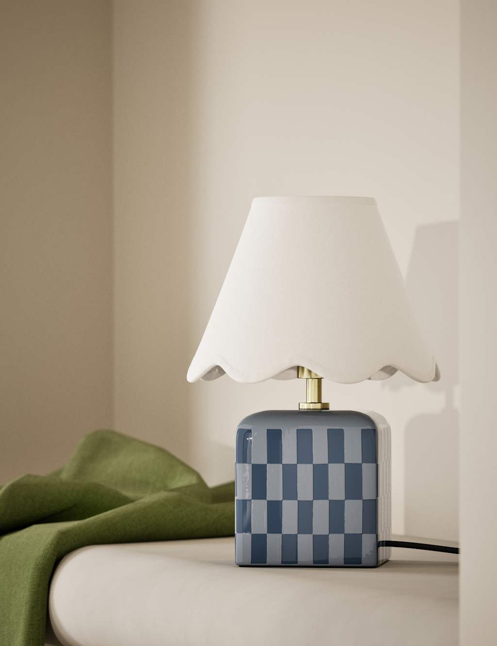 M&S Checkerboard Table Lamp Blue