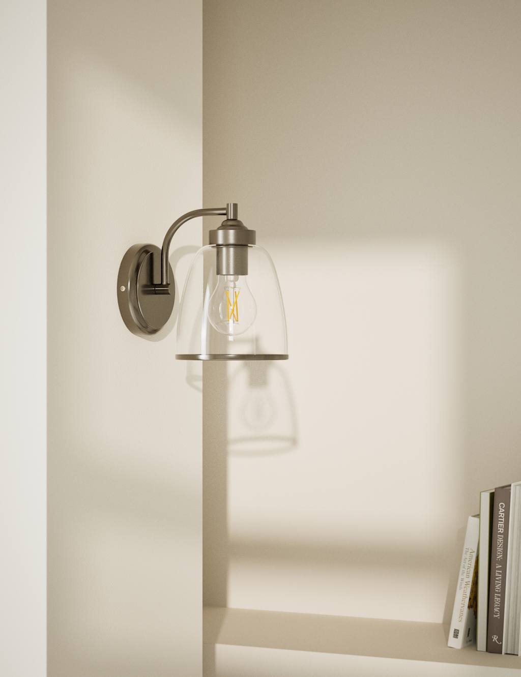 M&S Core Glass Wall Light Silver