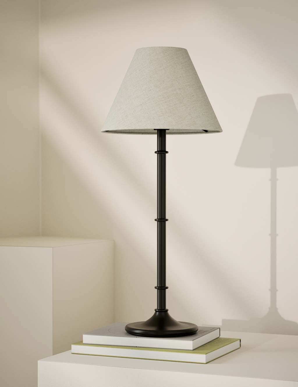M&S Metal Ribbed Table Lamp Black