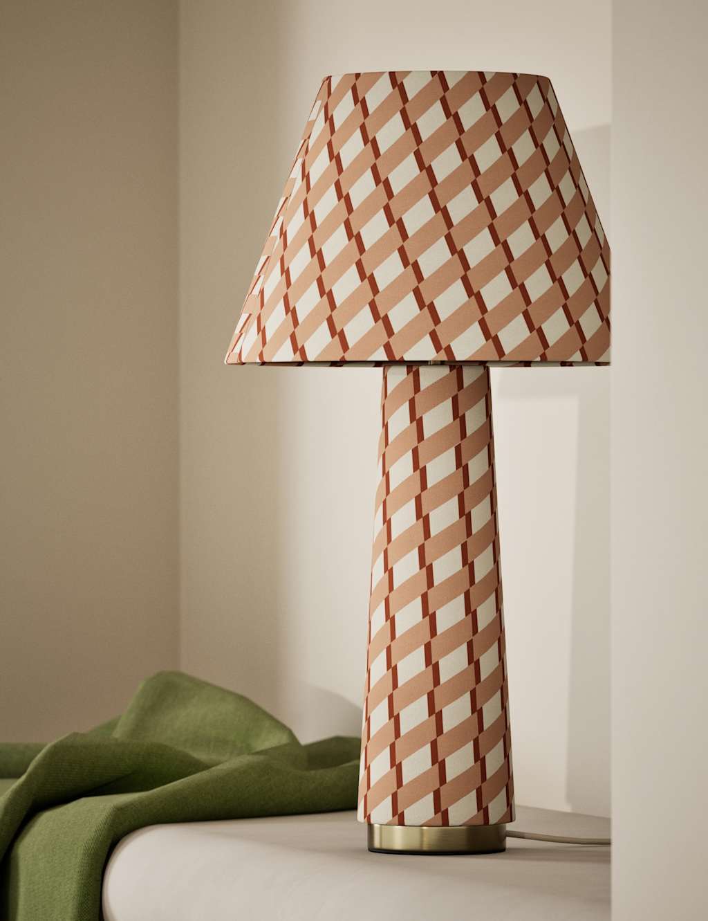 M&S Fabric Geometric Print Table Lamp Multi