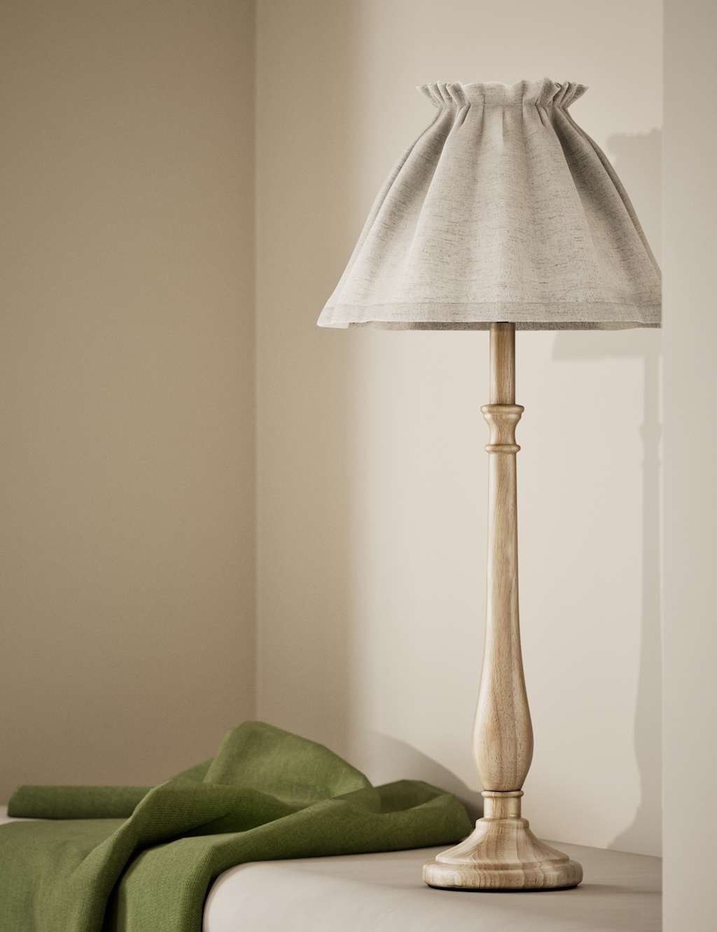 M&S Flow Wooden Skirt Shade Table Lamp Natural
