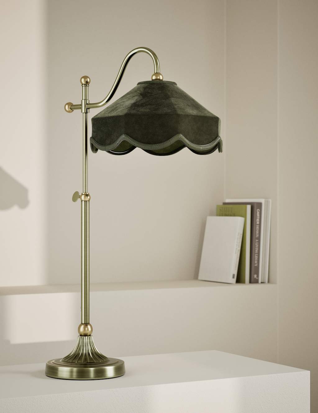 M&S Winnie Velvet Table Lamp Green