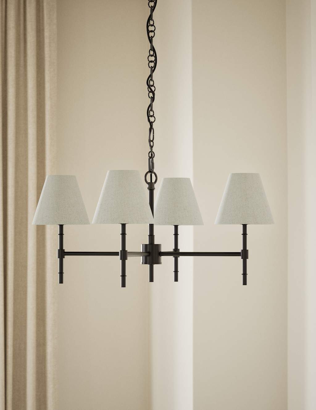 M&S Metal Ribbed Multi-Shade Chandelier Black