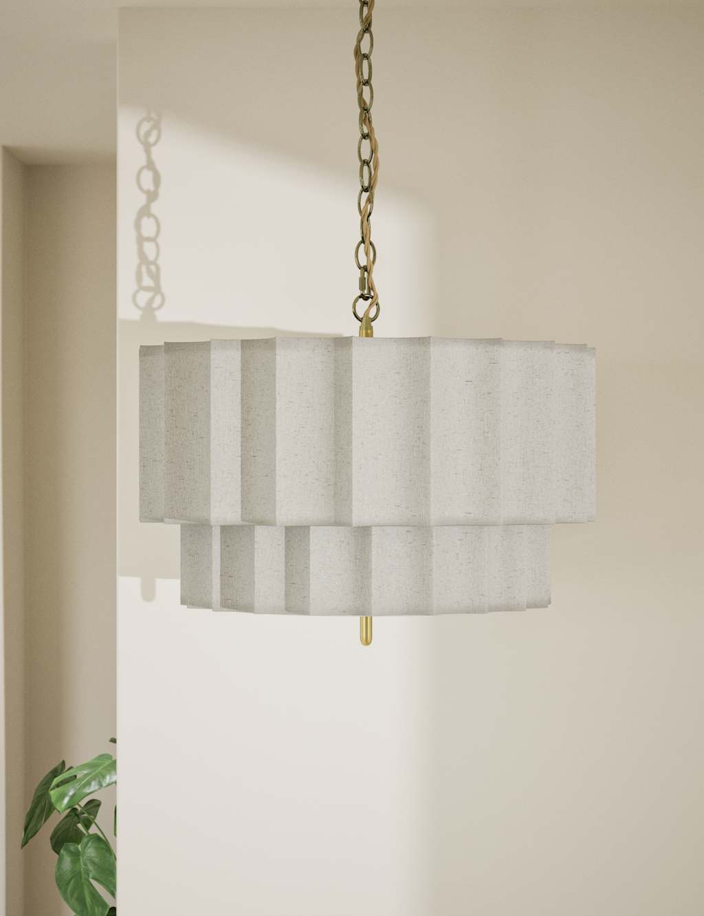 M&S Scallop Fluted Pendant Light with Diffuser Natural