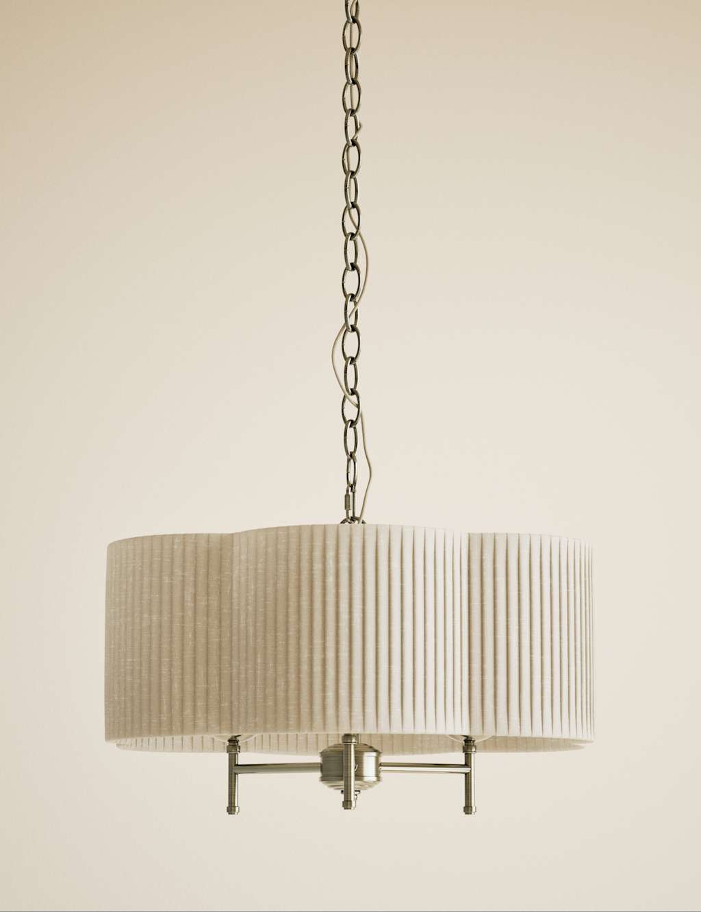 M&S Pleated Flower Shade Chandelier - Antique Brass