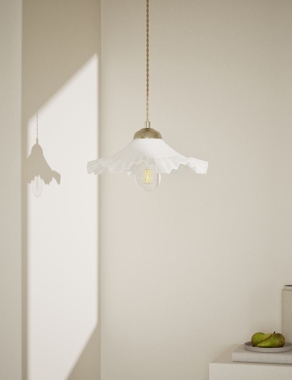 M&S Frill Pendant Ceiling Light White