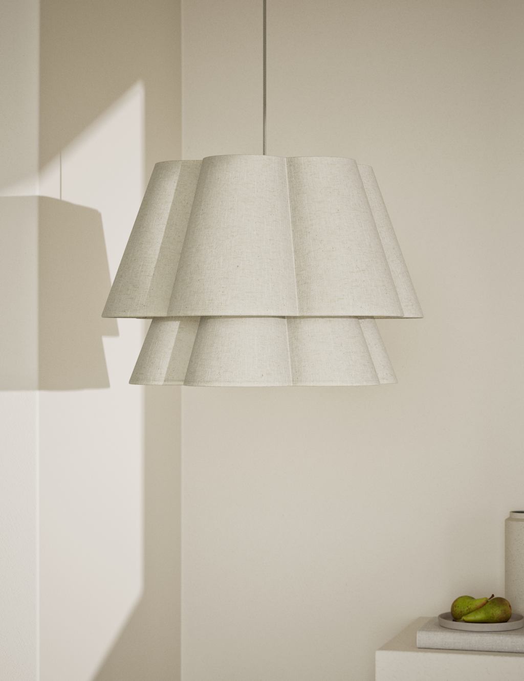 M&S 2 Tier Scallop Ceiling Lamp Shade Natural