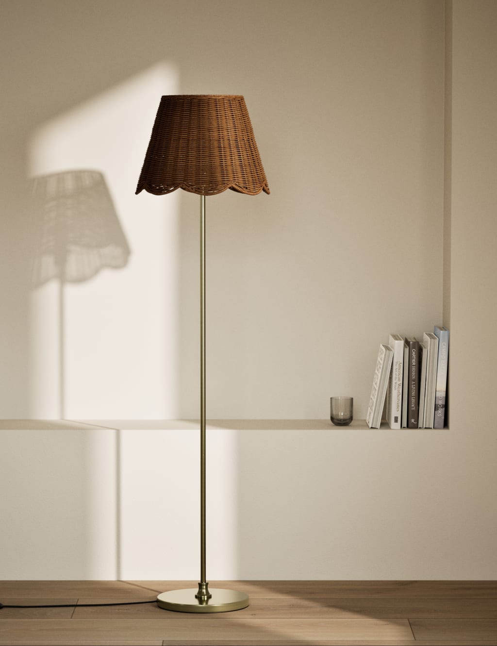 Wicker Scallop Shade Floor Lamp