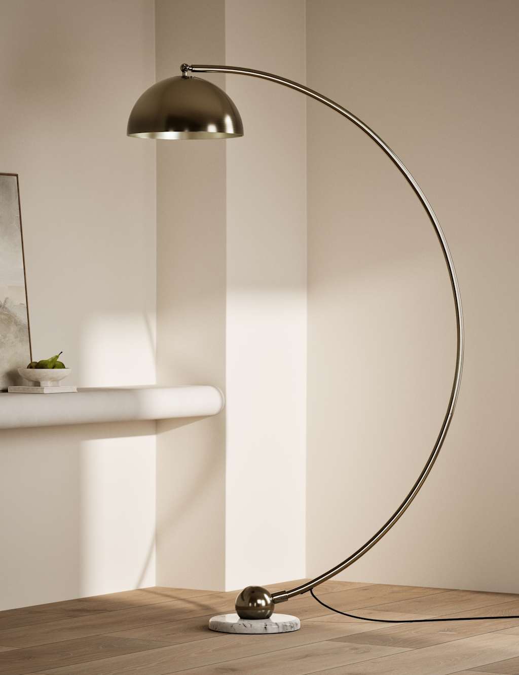 M&S Arc Curved Floor Lamp Antique Brass