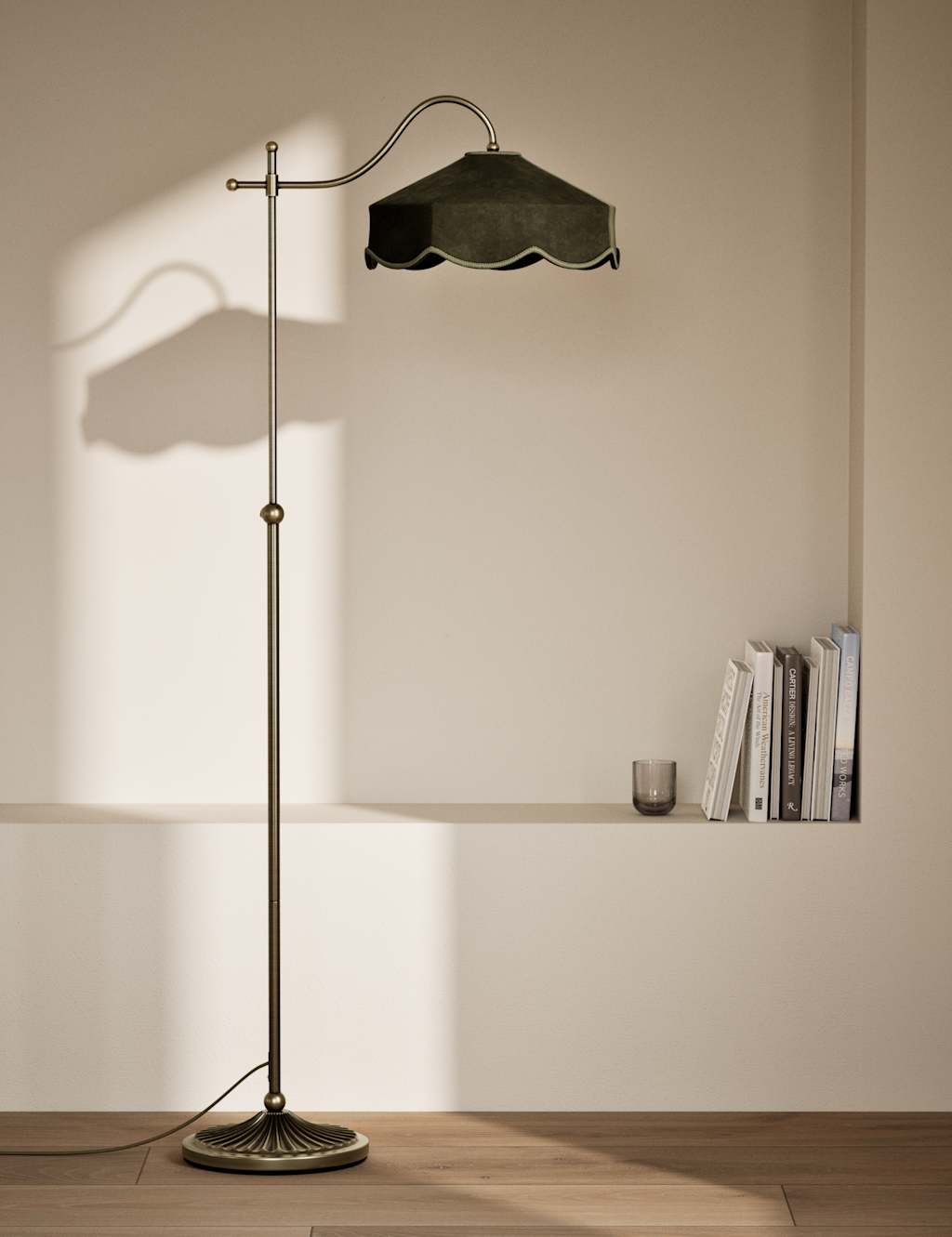 M&S Winnie Velvet Floor Lamp Green