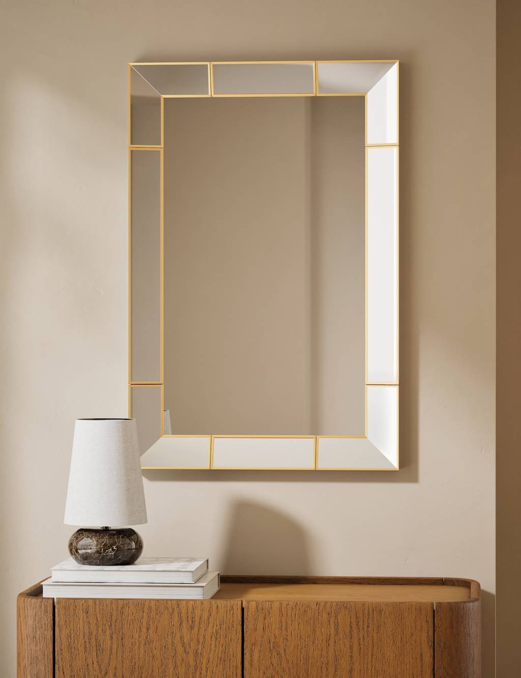 M&S Bevelled Rectangular Wall Mirror Gold
