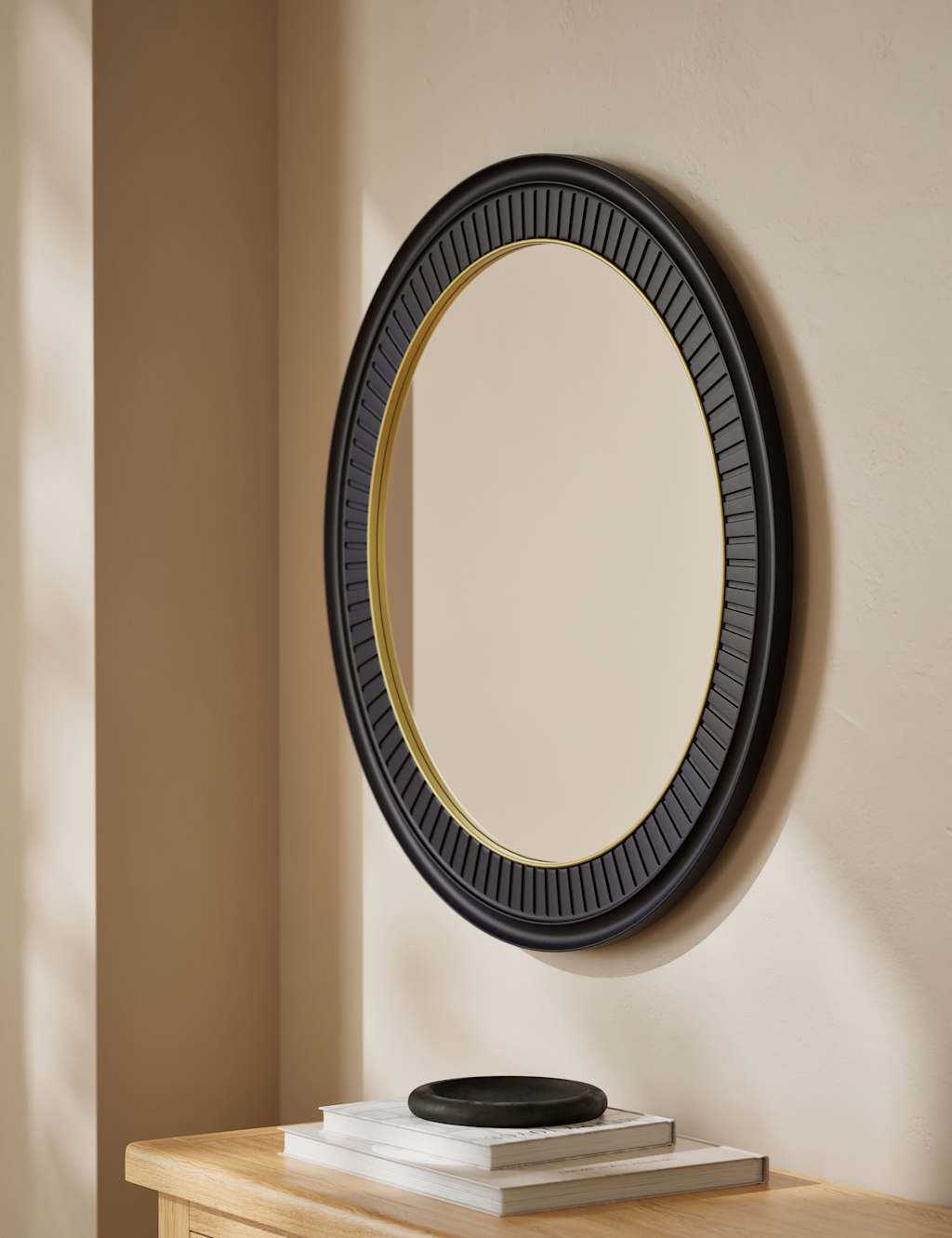 M&S Classic Carved Round Mirror - Black