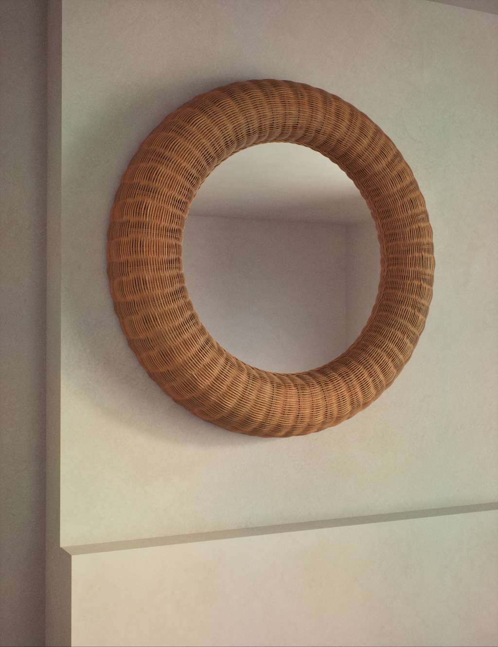 Rattan Large Round Wall Mirror