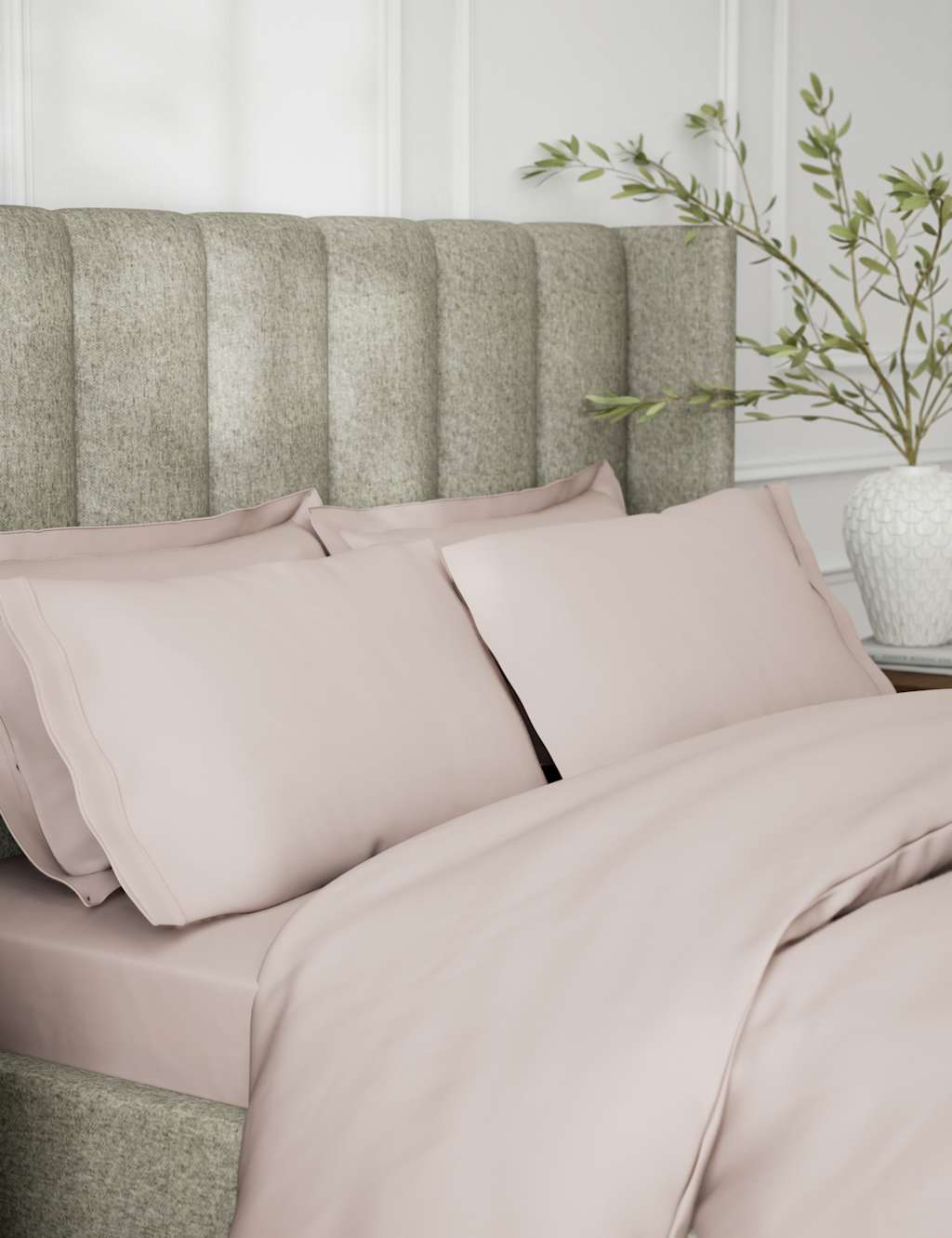 M&S 2 Pack Egyptian Cotton 230 Thread Count King Size Pillowcases Dusted Pink