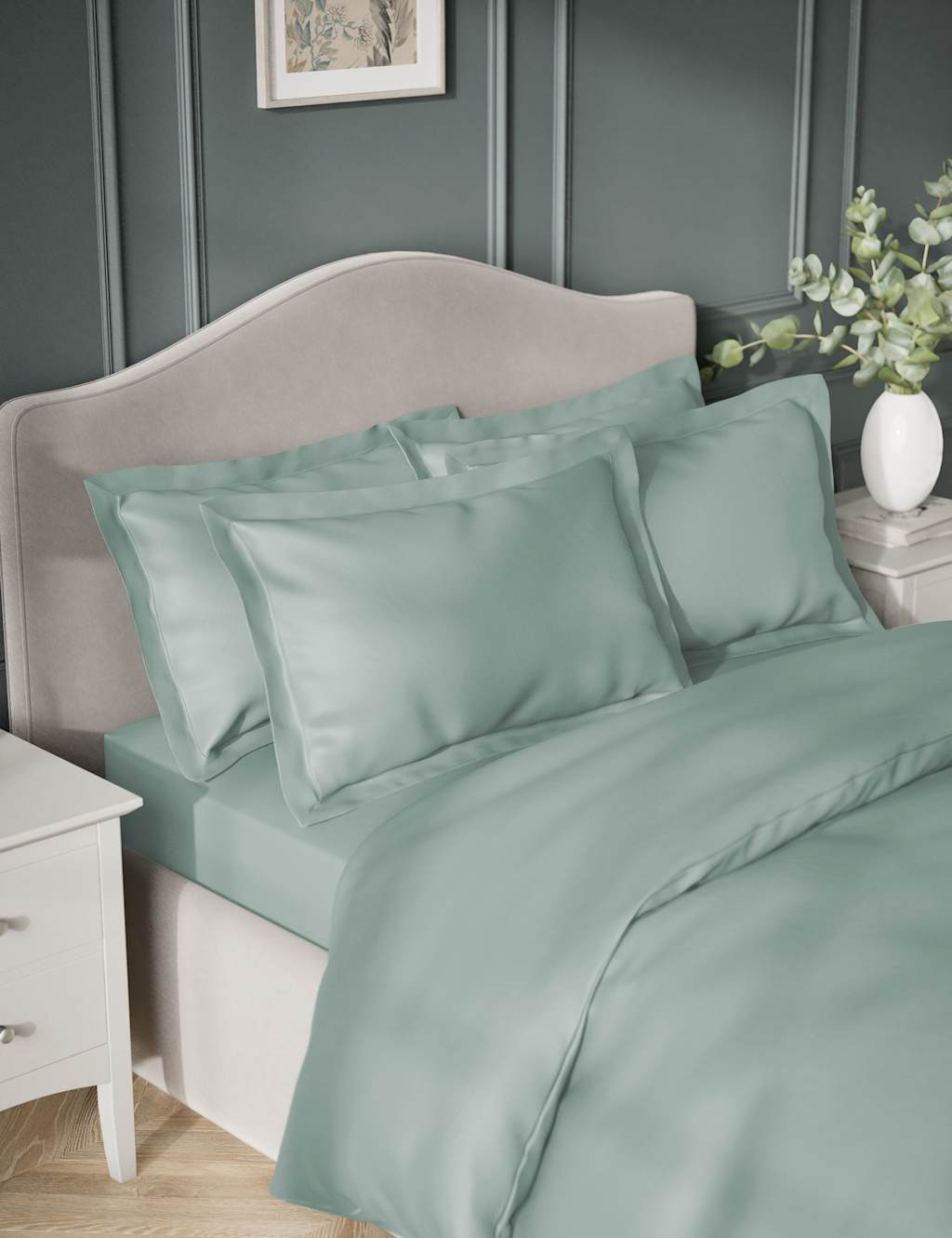 2pk Egyptian Cotton Sateen 400 Thread Count Oxford Pillowcases