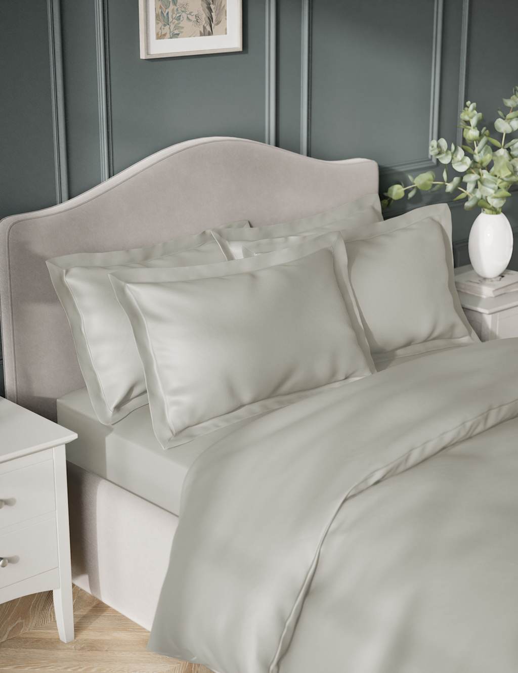 2pk Egyptian Cotton Sateen 400 Thread Count Oxford Pillowcases