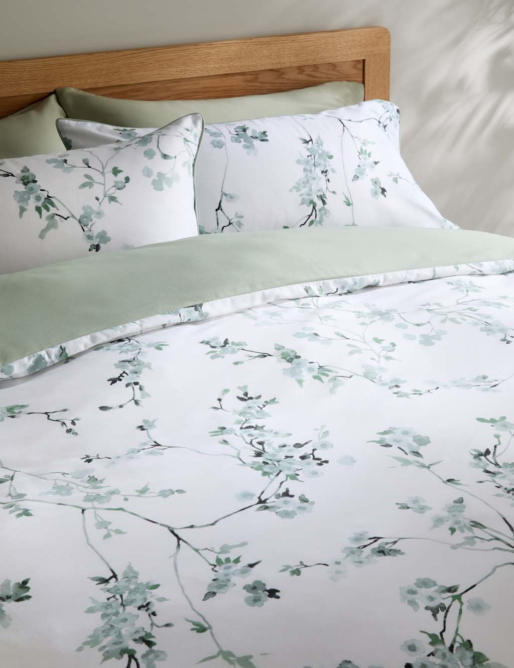 Pure Cotton Sateen Trailing Cherry Blossom Bedding Set