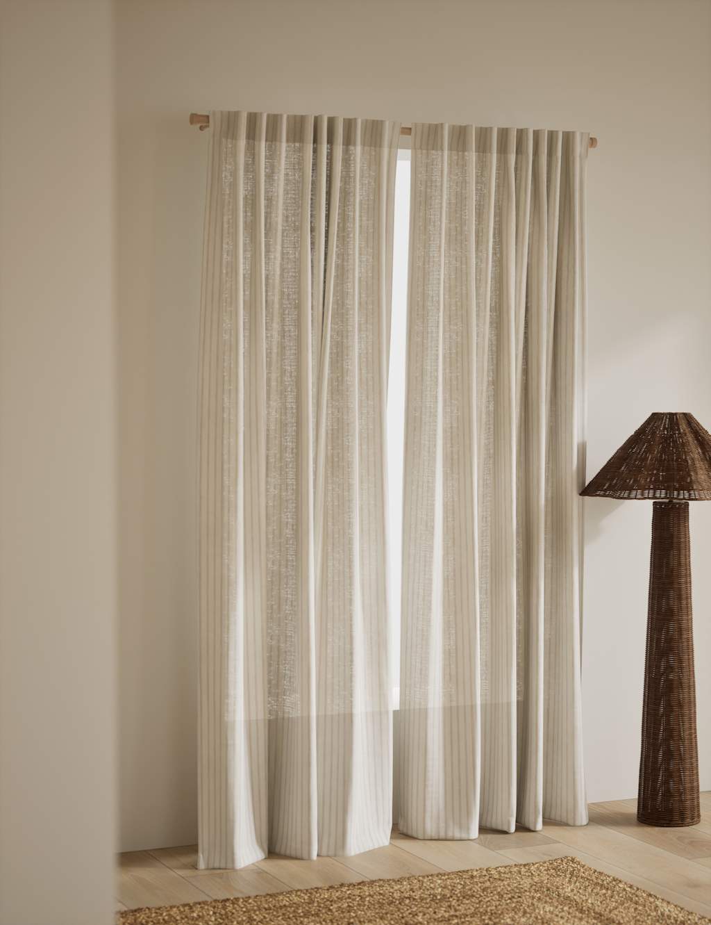 M&S Cotton Linen Blend Sheer Multiway Curtains Multi