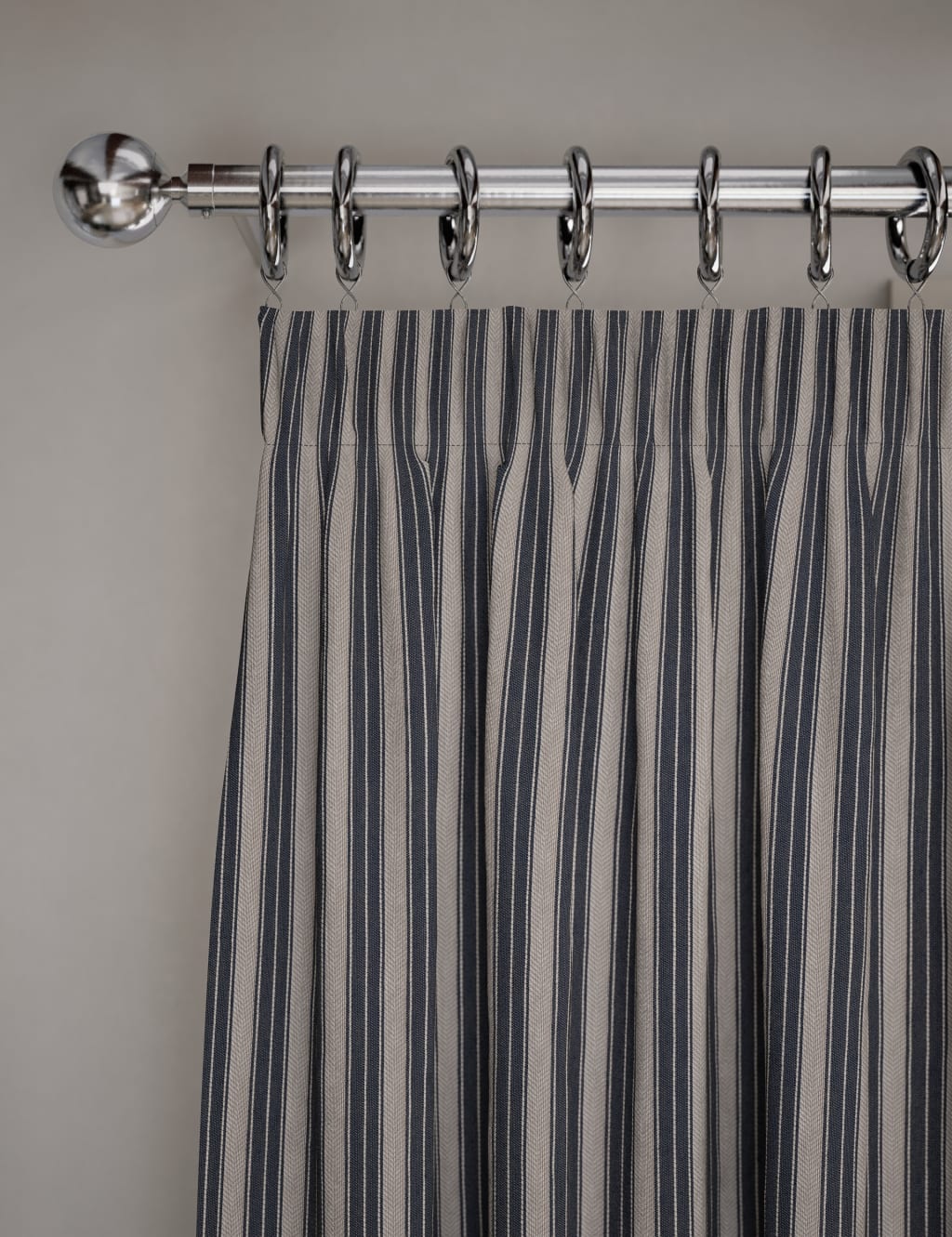 Cotton Rich Striped Pencil Pleat Curtains