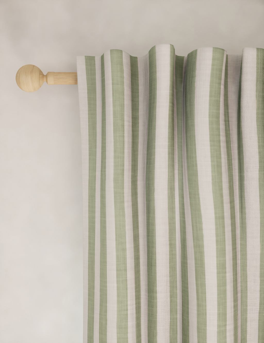 M&S Pure Cotton Striped Multiway Curtains Green Mix