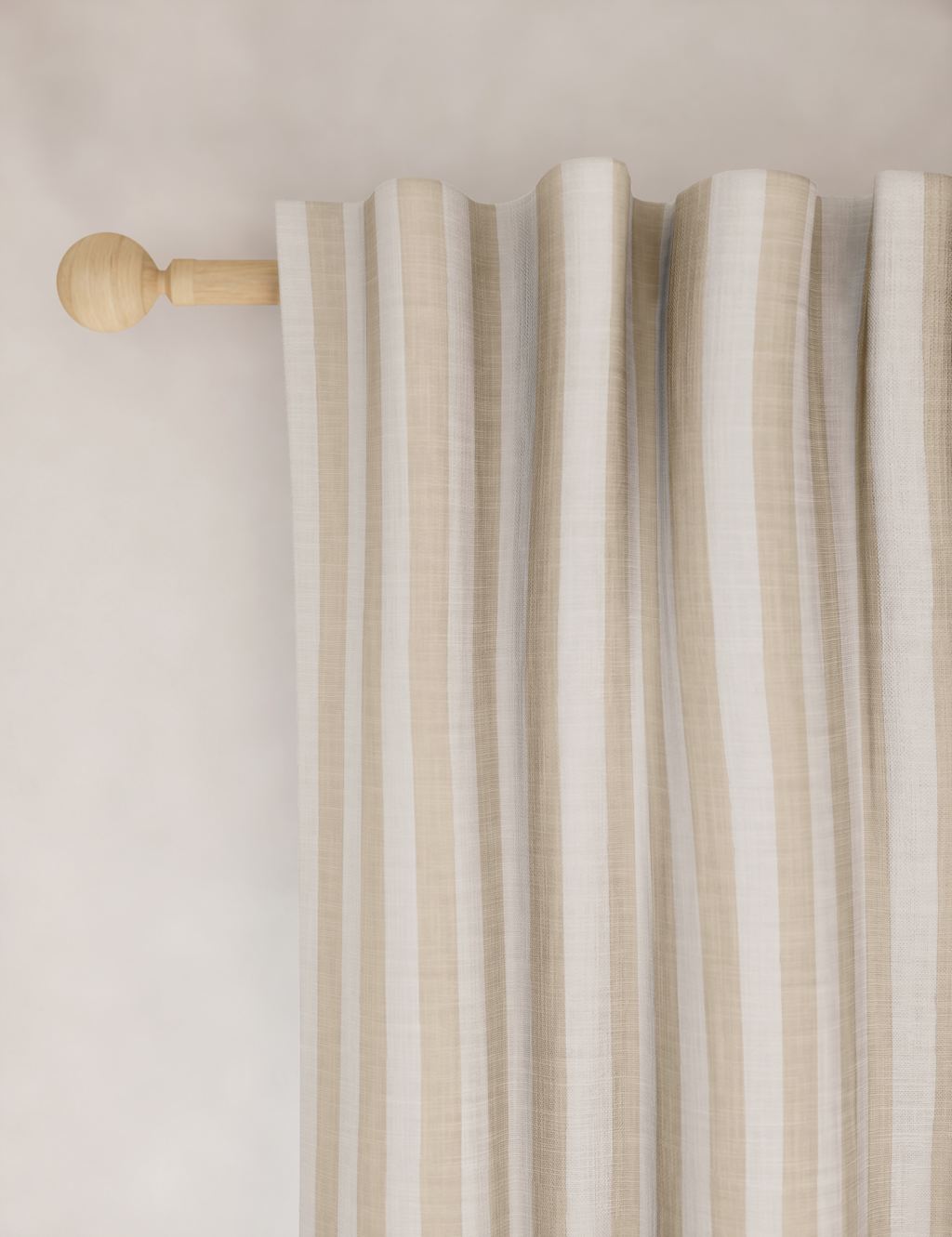 M&S Pure Cotton Striped Multiway Curtains Neutral