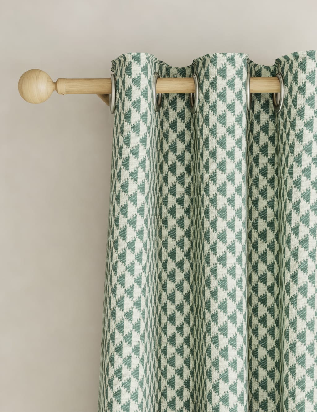 Cotton Blend Geometric Eyelet Curtains