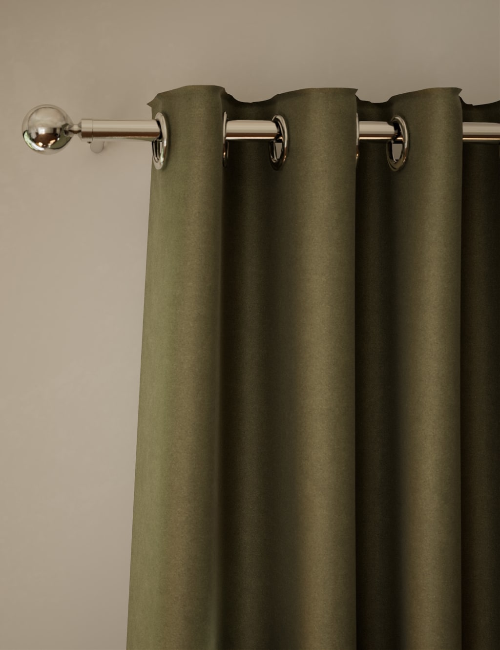 M&S Velvet Eyelet Curtains Light Green