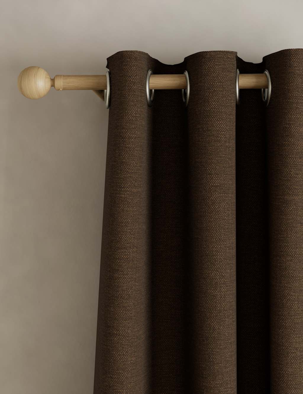 M&S Brushed Eyelet Blackout Thermal Curtains Chocolate