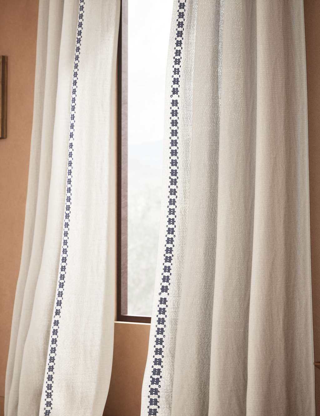 Pure Cotton Embroidered Sheer Curtains
