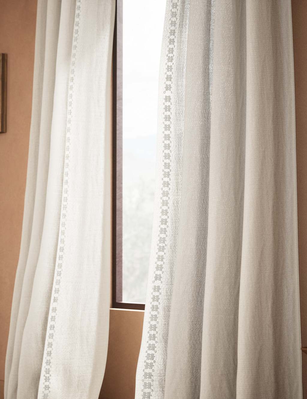 Pure Cotton Embroidered Sheer Curtains